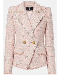 Balmain - Double-Breasted Tweed Jacket - Lyst