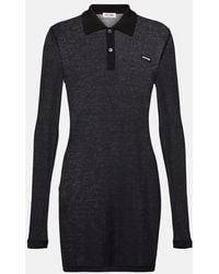 Miu Miu - Ribbed-Knit Cotton Jersey Polo Dress - Lyst