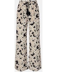 Valentino - Pantalones Anchos De Seda De Tiro Alto - Lyst