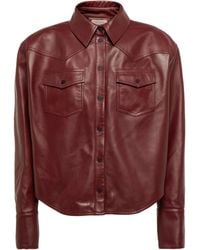 The Mannei Palini Leather Shirt Jacket - Red