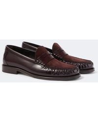 Brunello Cucinelli - Suede-Paneled Leather Penny Loafers - Lyst