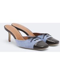 STAUD - Faye Leather-Trimmed Suede Mules - Lyst