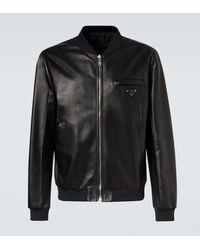 Prada - Leather Bomber Jacket - Lyst