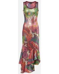 Etro - Bedrucktes Midikleid Aus Lame - Lyst