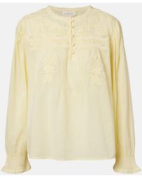Velvet - Byrdie Lace-Trimmed Cotton Blouse - Lyst