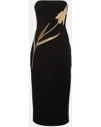 STAUD - Brooke Embellished Strapless Midi Dress - Lyst