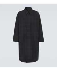 Lemaire - Checked Wool Seersucker Overcoat - Lyst