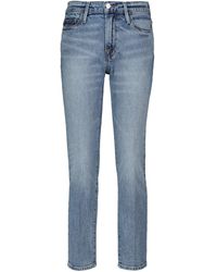 Damen Bekleidung Jeans Capri-Jeans und cropped Jeans FRAME Denim Mid-Rise Jeans Le Crop Mini Boot in Blau 