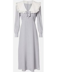 Alessandra Rich - Polka-Dot Ruffled Silk Midi Dress - Lyst