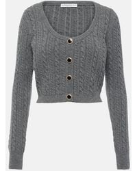 Alessandra Rich - Cable-Knit Wool Cardigan - Lyst
