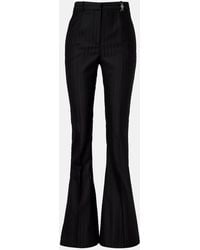 Versace - Embellished Pinestripe Wool Flared Pants - Lyst