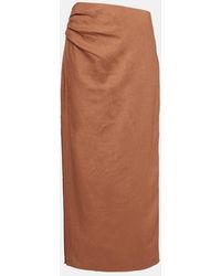 SIR. - Falda Midi De Lino Asimetrica Fruncida - Lyst