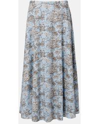 STAUD - Floral Cotton Midi Skirt - Lyst