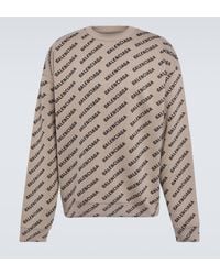 Balenciaga - Pull en coton et laine melanges a logo - Lyst