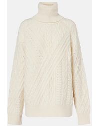 Saint Laurent - Cable-Knit Alpaca-Blend Turtleneck Sweater - Lyst