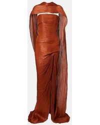 Marmar Halim - Draped Pleated Scarf-Detail Bustier Gown - Lyst