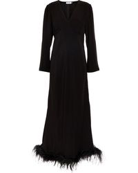 RIXO London Mya Feather-trimmed Maxi Dress - Black
