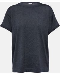 Brunello Cucinelli - Metallic Cashmere And Silk T-shirt - Lyst