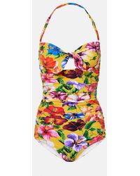 Dolce & Gabbana - Floral Cutout Swimsuit - Lyst