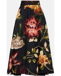 Agua Bendita - Floral Linen Maxi Skirt - Lyst