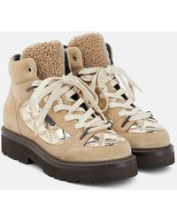 Brunello Cucinelli - Shearling-trimmed Suede Hiking Boots - Lyst