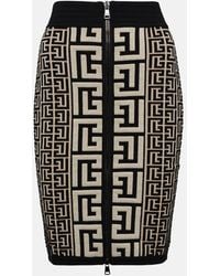Balmain - Minifalda Monogram En Mezcla De Lana - Lyst