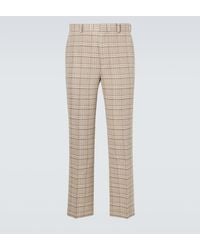 AURALEE - Checked Silk And Linen Tweed Straight Pants - Lyst