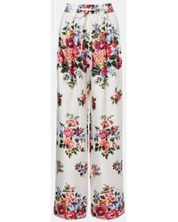 Dolce & Gabbana - Floral Silk Wide-Leg Pants - Lyst