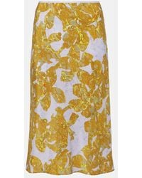 Dries Van Noten - Printed Silk Midi Skirt - Lyst
