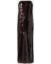 STAUD Casey Sequined Midi Skirt in Natural Lyst