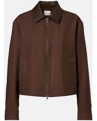 Vince - Cropped Leather-Trimmed Cotton Twill Jacket - Lyst