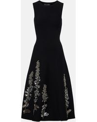Oscar de la Renta - Embellished Jacquard Midi Dress - Lyst