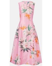 LEO LIN - Cleo Floral Linen-Blend Midi Dress - Lyst