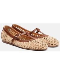Ancient Greek Sandals - Aerati Leather-Trimmed Raffia Mary Jane Flats - Lyst