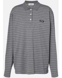 Miu Miu - Striped Cotton Jersey Polo Shirt - Lyst