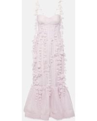 Zimmermann - Robe Midi En Lin Et Soie A Fleurs - Lyst