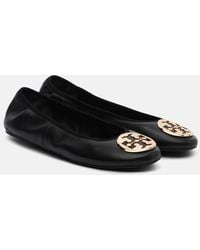Tory Burch - Reva Travel Leather Ballet Flats - Lyst