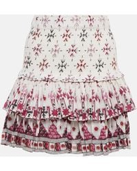 Isabel Marant - Naomi Printed Smocked Cotton Miniskirt - Lyst