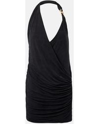 Balmain - Draped Halterneck Jersey Minidress - Lyst