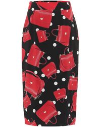 Dolce & Gabbana Falda midi de charmeuse de seda - Rojo