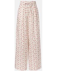 Dolce & Gabbana - Floral Cotton-Blend Poplin Wide-Leg Pants - Lyst