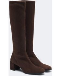 Prada - Suede Knee-High Boots - Lyst