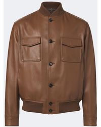 Slowear - Leather Bomber Jacket - Lyst