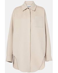 Loewe - Leather-Trimmed Wool And Cashmere Overshirt - Lyst