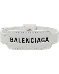 Balenciaga Logo Leather Bracelet - White