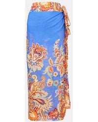 Etro - Printed Cotton And Silk Wrap Skirt - Lyst