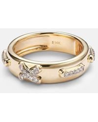 STONE AND STRAND - Diamond Cross Stitch 14Kt Ring With Diamonds - Lyst