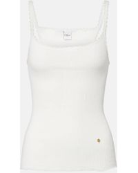 Chloé - Lace-Trimmed Ribbed-Knit Cotton Tank Top - Lyst