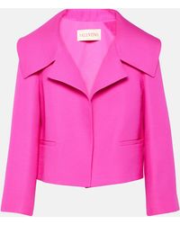 Valentino - Cropped Wool And Silk Jacket - Lyst