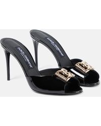 Dolce & Gabbana - Dg Patent Leather Mules - Lyst